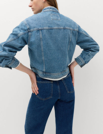 Funnel Yaka Denim Ceket
