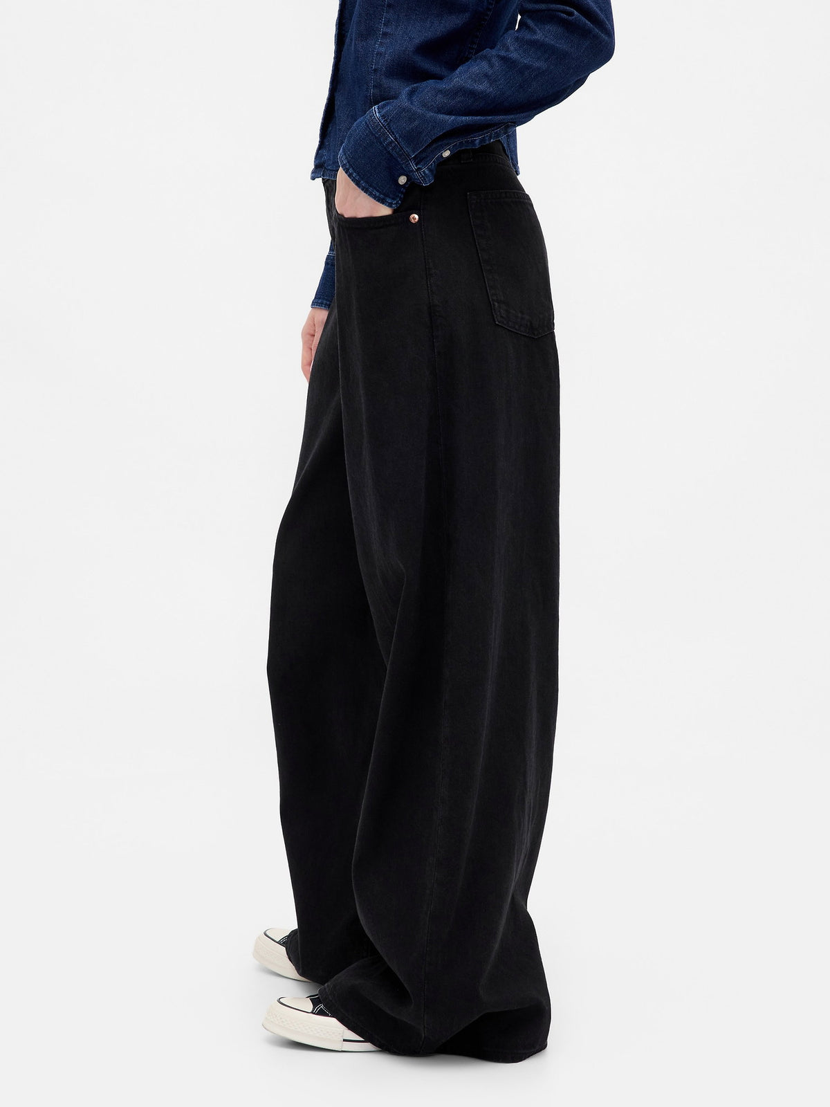 Siyah Low Rise Ultrasoft Extra Baggy Jean Pantolon