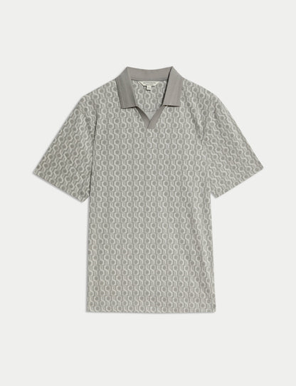 Saf Pamuklu Supima® Desenli Polo T-shirt