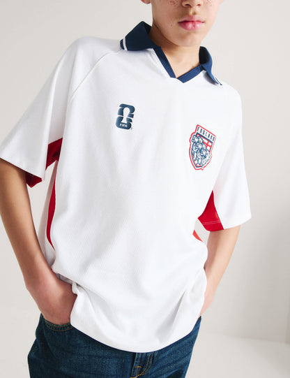 Saf Pamuklu Fifa England Futbol Tişörtü
