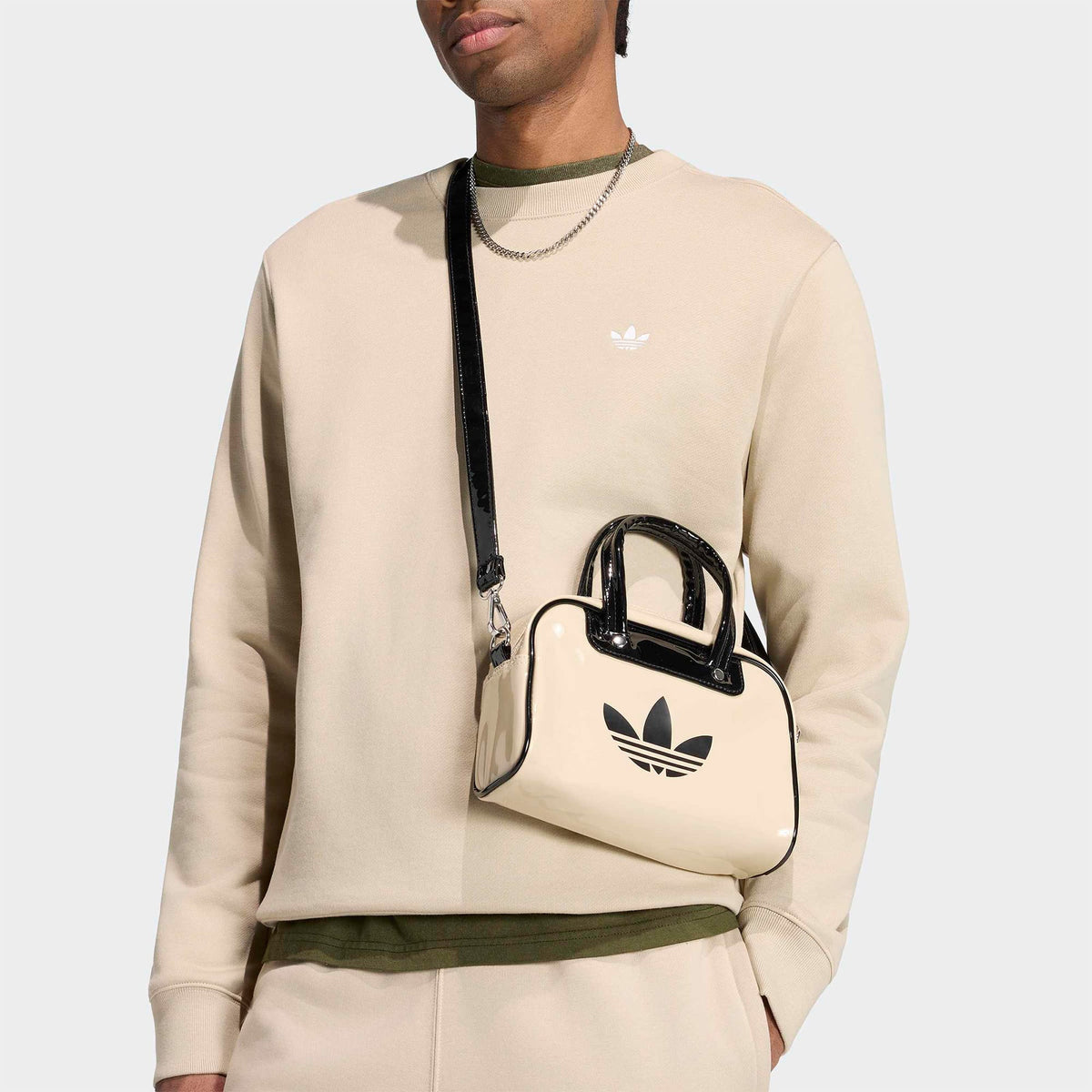 Adidas Trefoil Essentials Crew French Terry Erkek Krem Sweatshirt