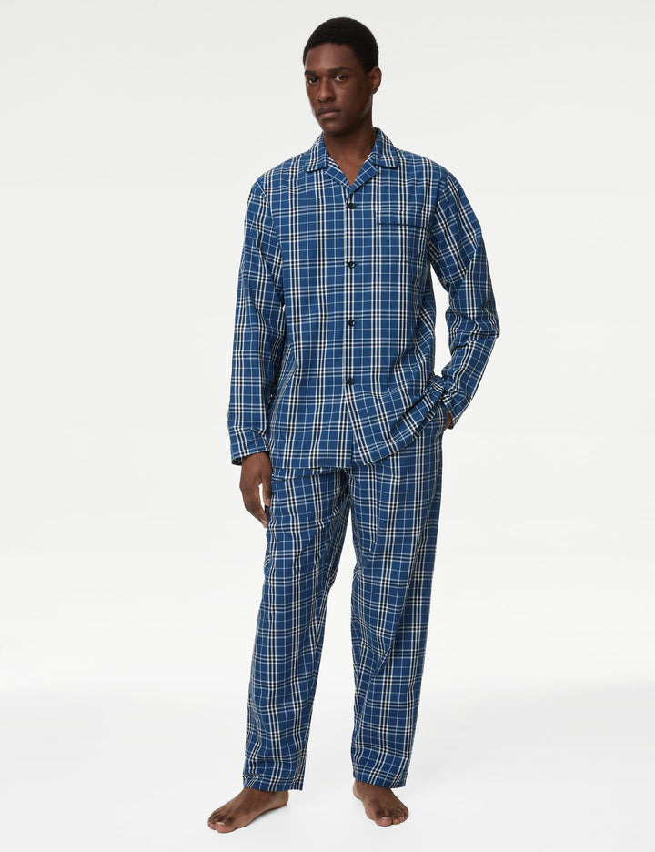 Saf Pamuklu Uzun Kollu Pijama Takımı