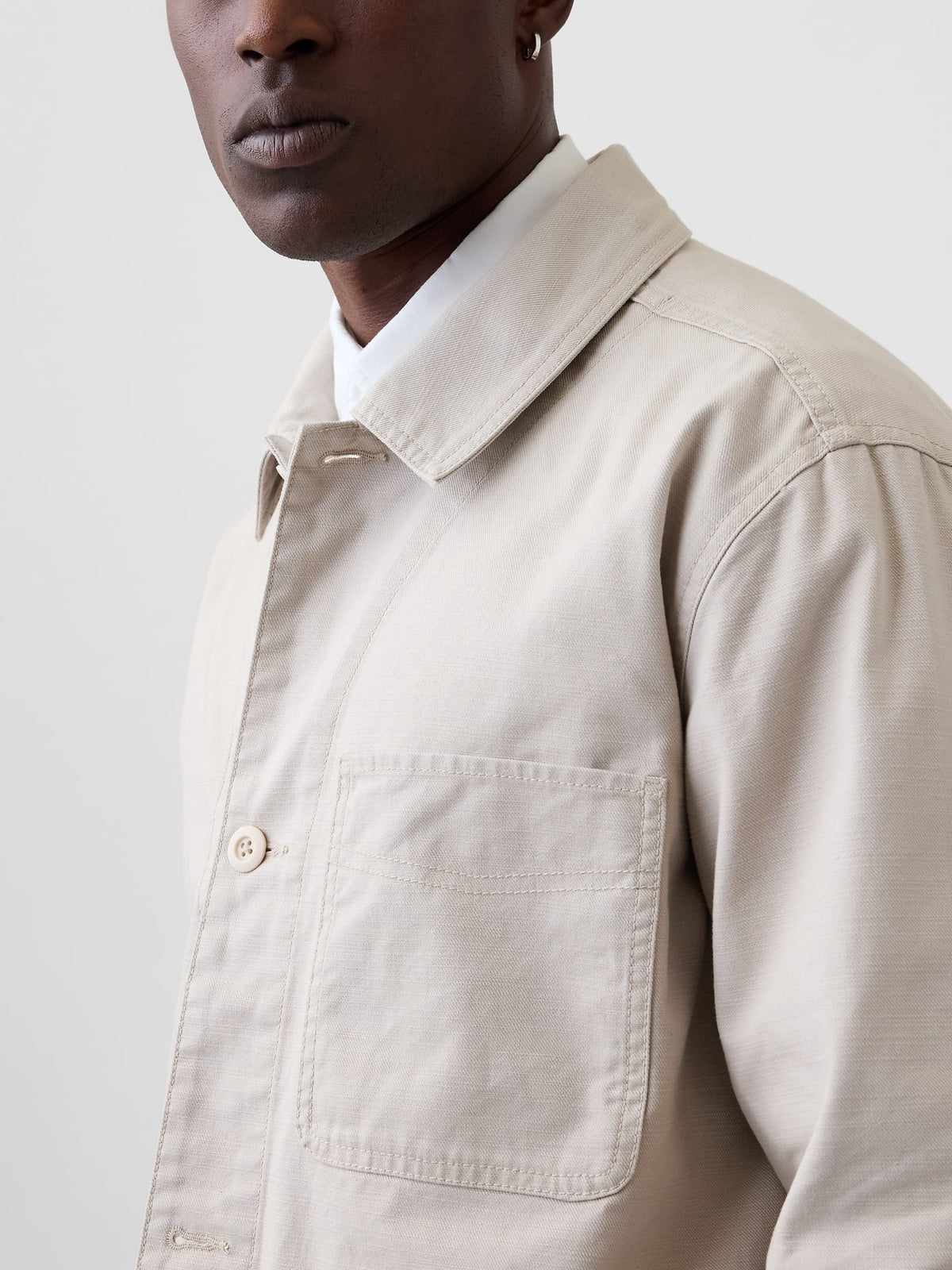 Kırık Beyaz Relaxed Twill Chore Ceket