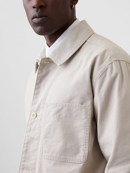 Kırık Beyaz Relaxed Twill Chore Ceket