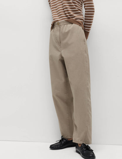 Saf Pamuk Elastik Bel Carrot Leg Pantolon