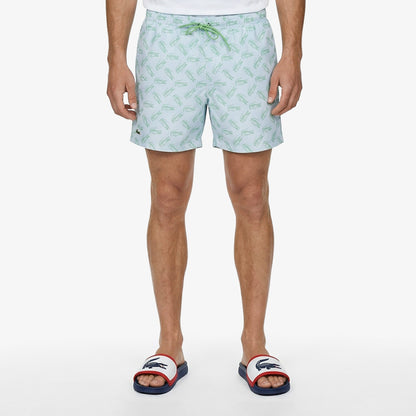 Lacoste Regular Fit Desenli Erkek Mavi Deniz Şortu