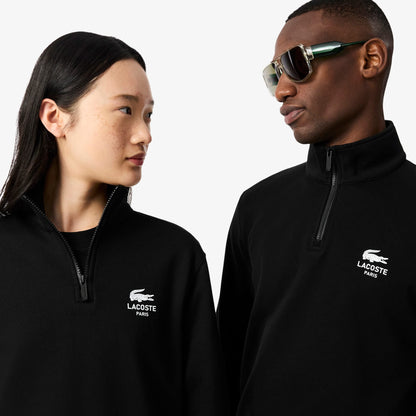 Lacoste High Neck Zip-up Print Unisex Siyah Sweatshirt
