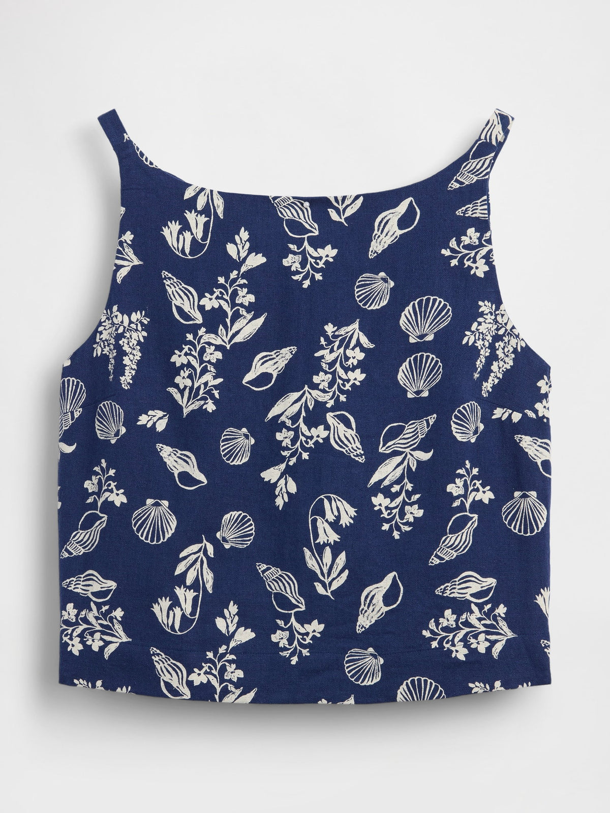 Koyu Mavi Keten Karışımlı Apron Bluz