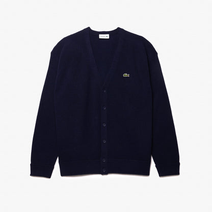 Lacoste Relaxed Fit V Yaka Erkek Lacivert Hırka