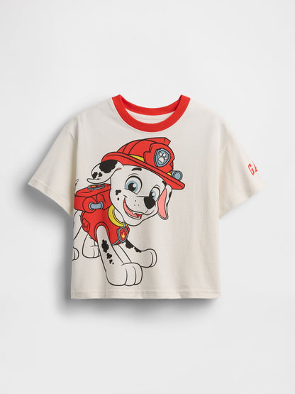 Beyaz Paw Patrol Oversized Grafik Baskılı T-shirt