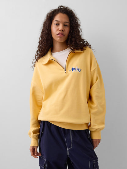 Sarı Gap × Awake Ny Heavyweight Oversized Çeyrek Fermuarlı Sweatshirt