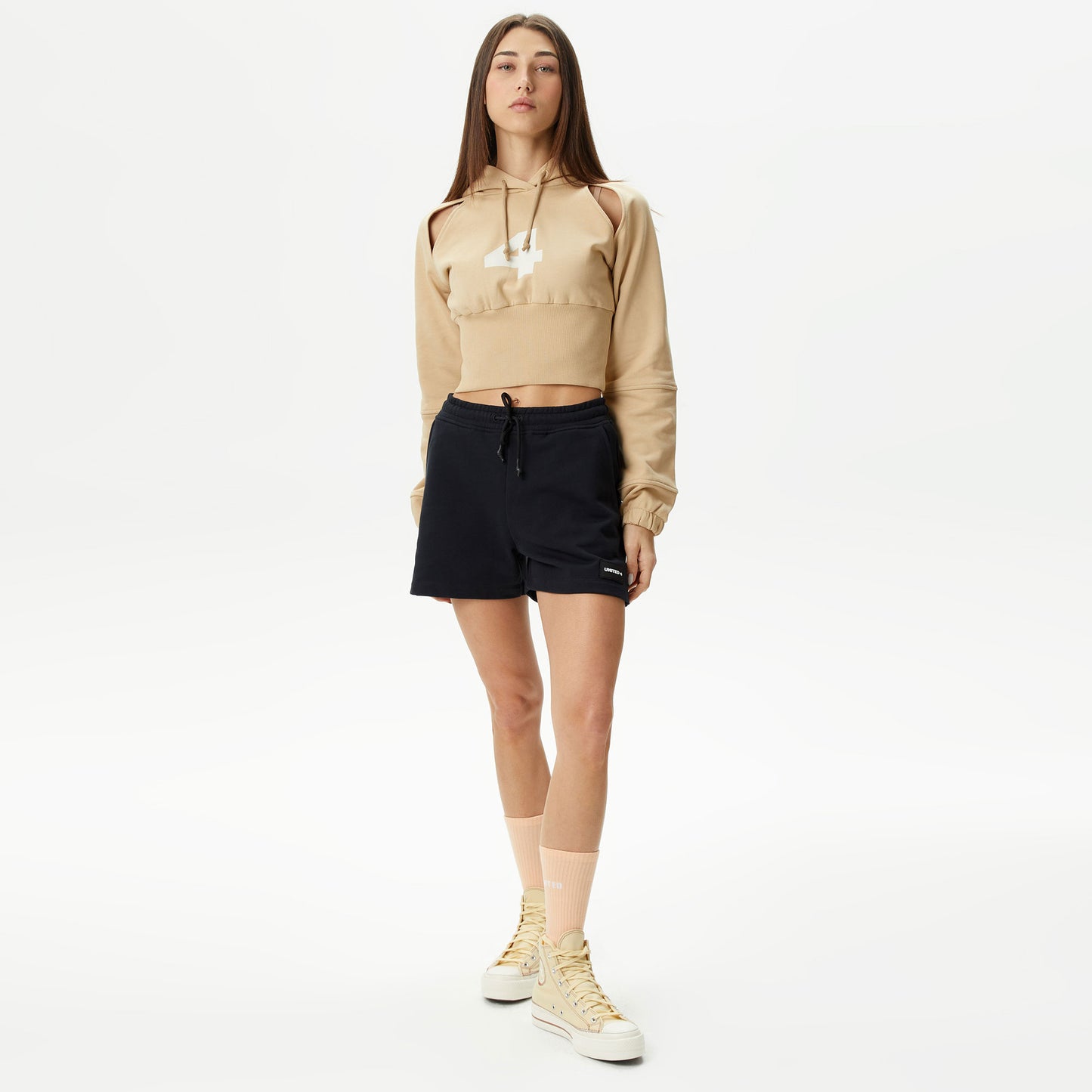 United4 Classic Kadın Krem Hoodie