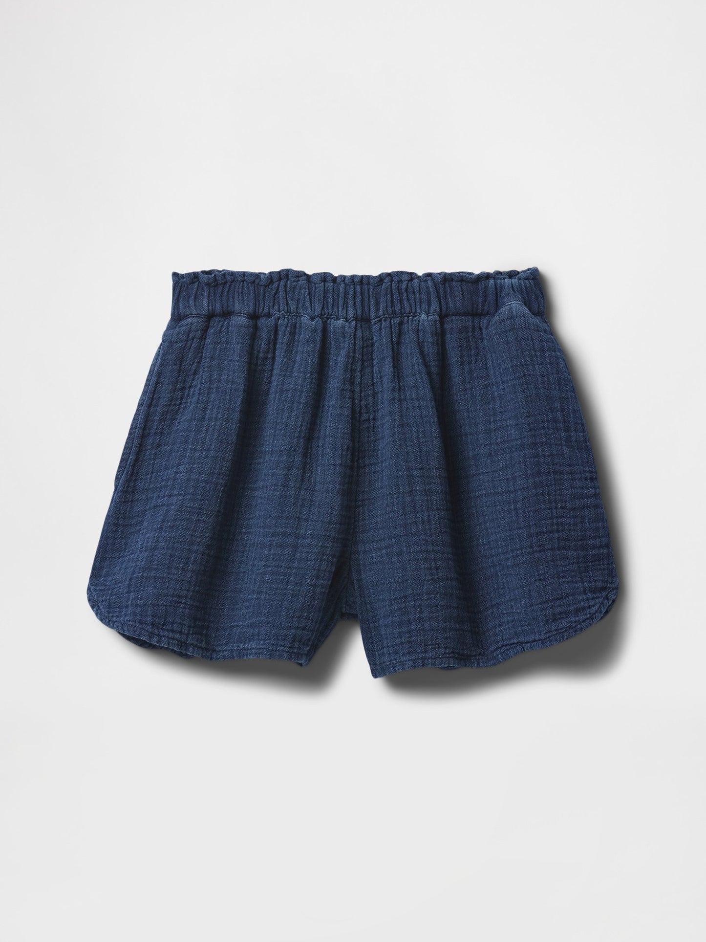 Lacivert Crinkle Gauze Denim Şort
