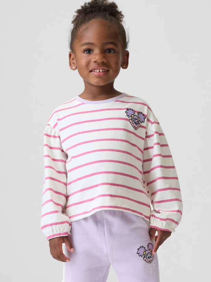 Lila Sesame Street Çizgili T-shirt