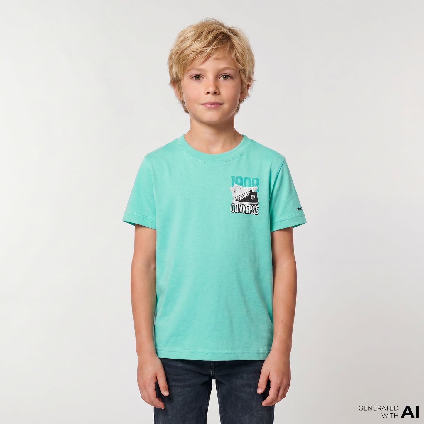 Converse Retro Font Sneaker Çocuk Yeşil T-shirt