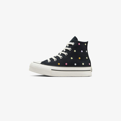 Converse Chuck Taylor All Star Eva Lift Polka Dots Çocuk Siyah Platform Sneaker