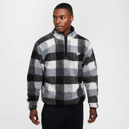 Nike M Nk Club Ssnl Wntrzd Aop Hz Erkek Siyah Sweatshirt