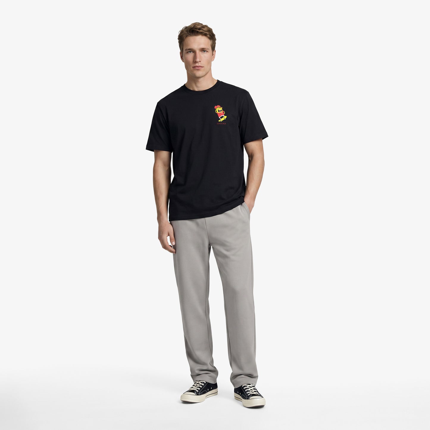 Converse Grafik Baskılı Erkek Siyah T-shirt