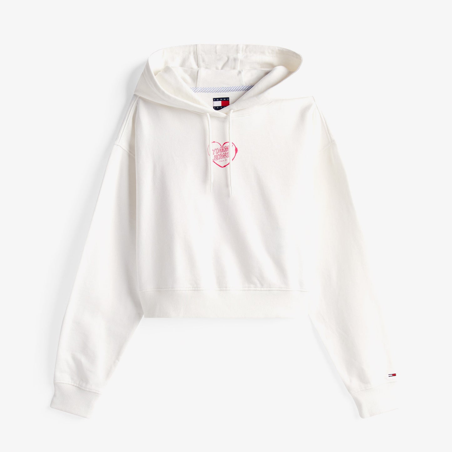 Tommy Jeans Crop Heart Slim Kadın Beyaz Sweatshirt