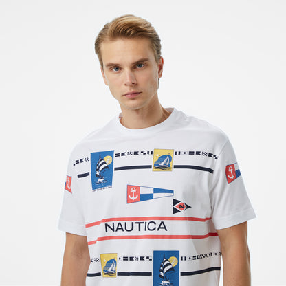 Nautica Erkek Beyaz Oversize Fit T-shirt