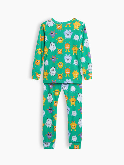 Yeşil Halloween Baskılı Pijama Takımı