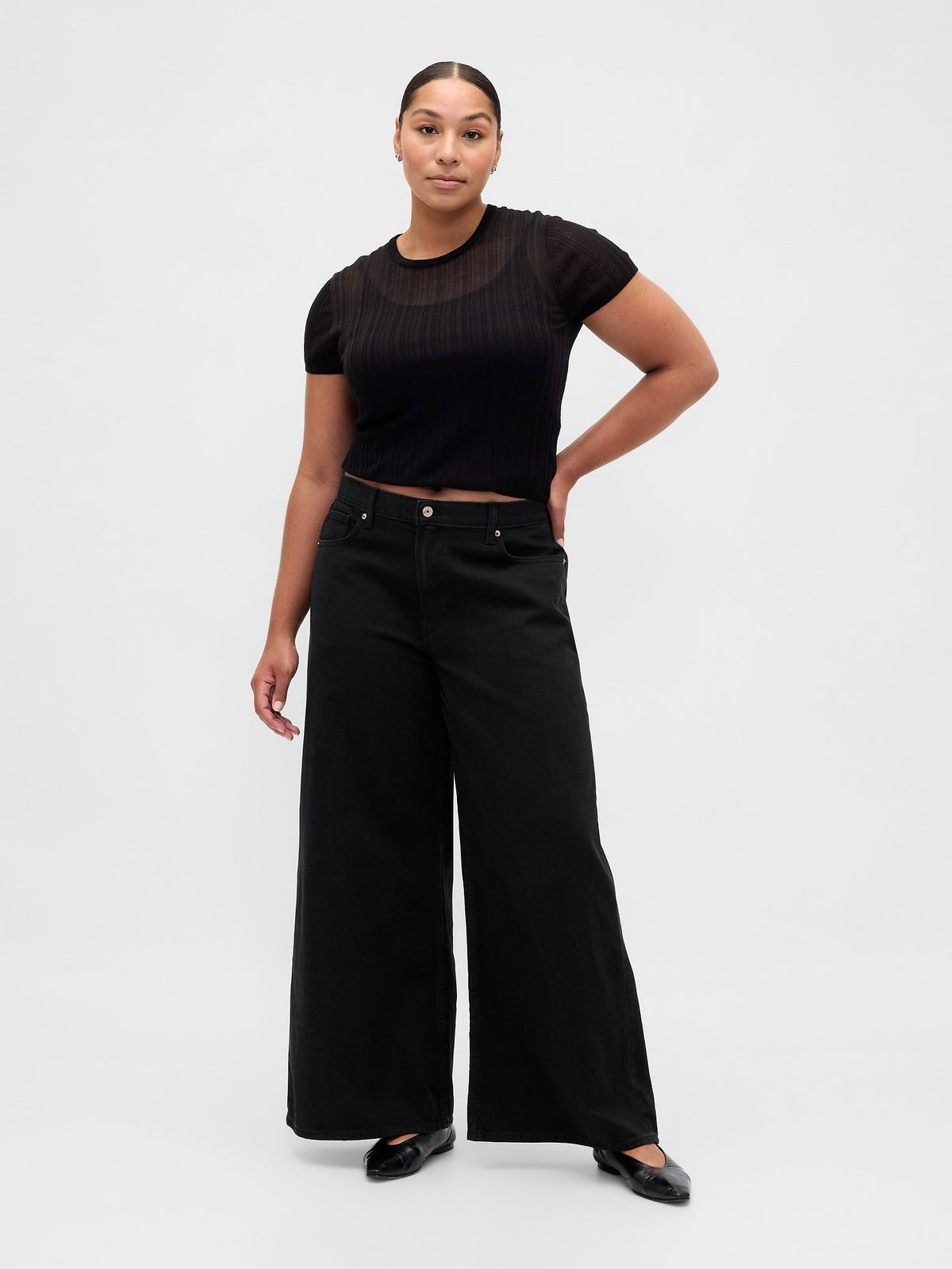 Siyah Low Rise Ultrasoft Extra Baggy Jean Pantolon