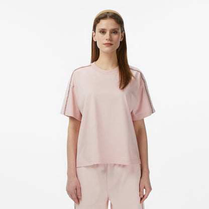 Lacoste Kadın Loose Fit Bisiklet Yaka Pembe T-shirt