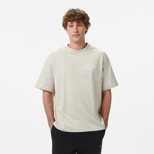 Calvin Klein Relaxed 16s Jersey Embossed Erkek Bej T-shirt
