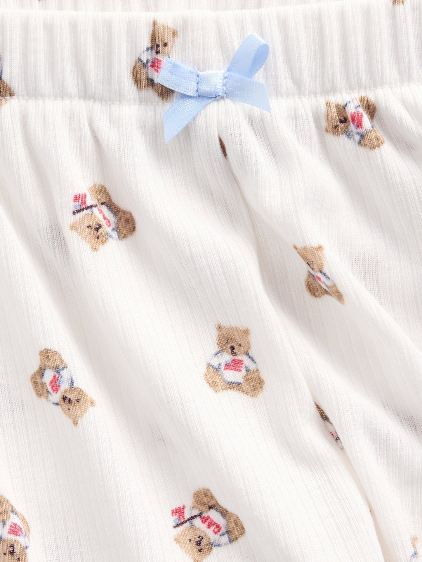 Beyaz Recycled Fitilli Şort Pijama Altı