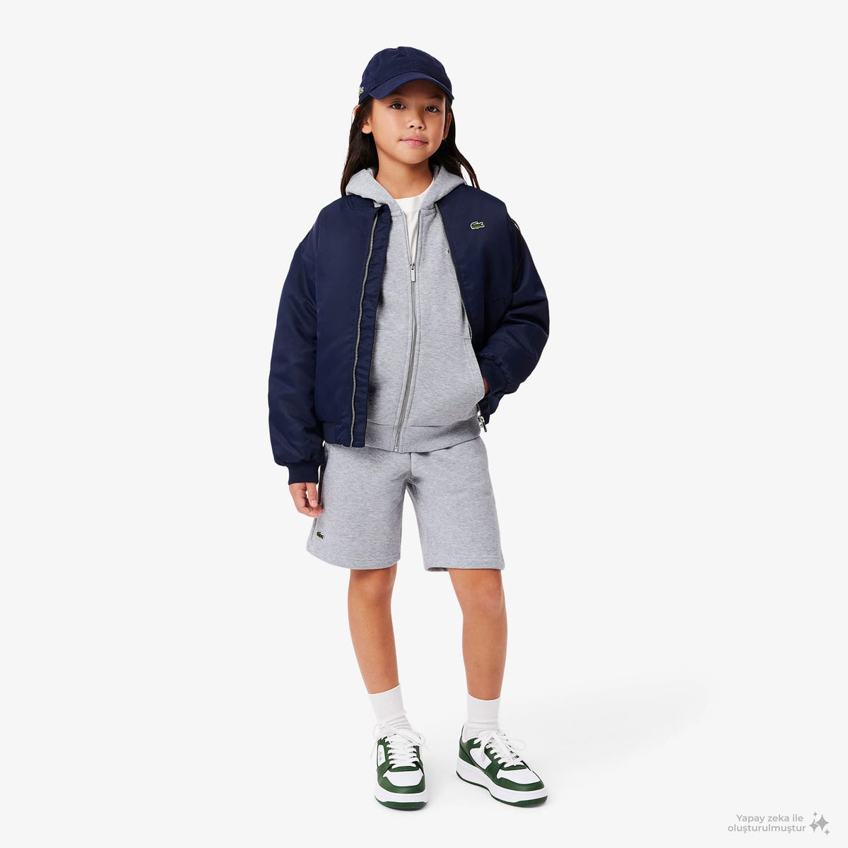 Lacoste Çocuk Kapüşonlu Gri Sweatshirt