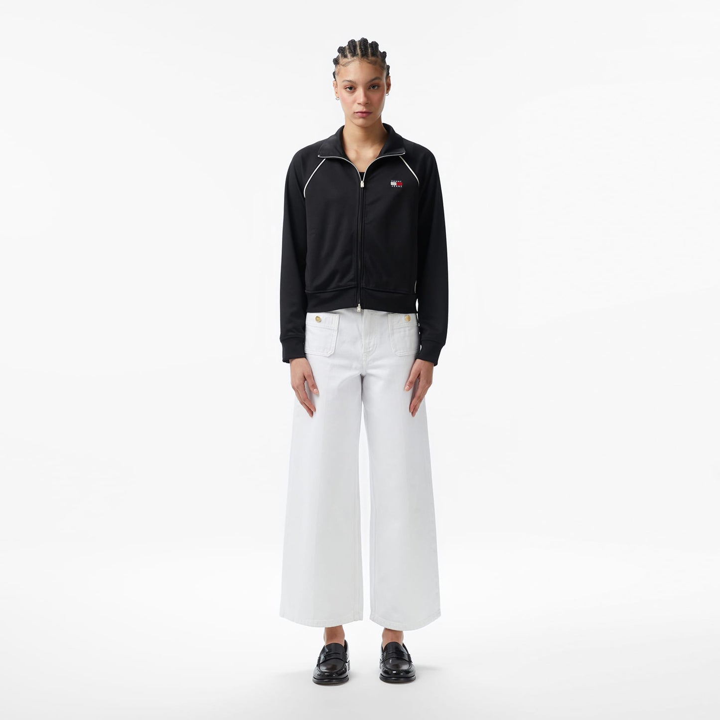 Tommy Hilfiger Jeans Badge Interlock Knit Track Kadın Siyah Ceket