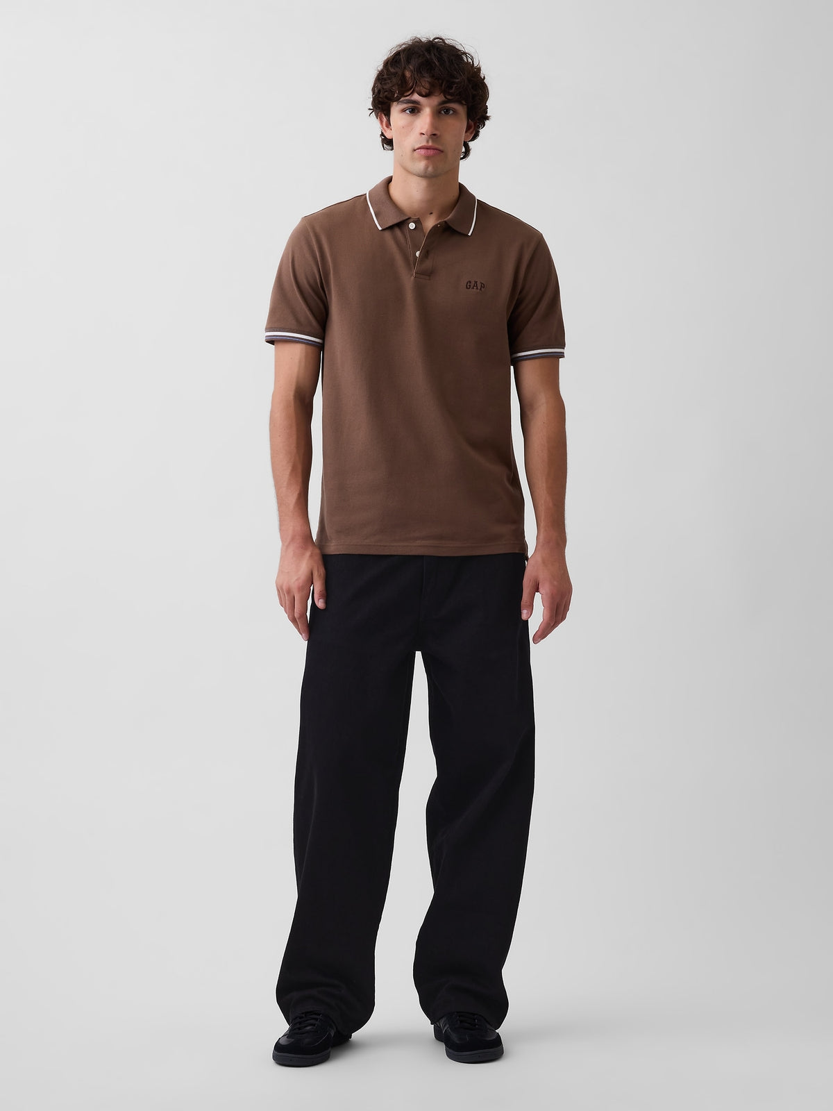 Kahverengi Gap Logo Piqué Polo Yaka T-shirt