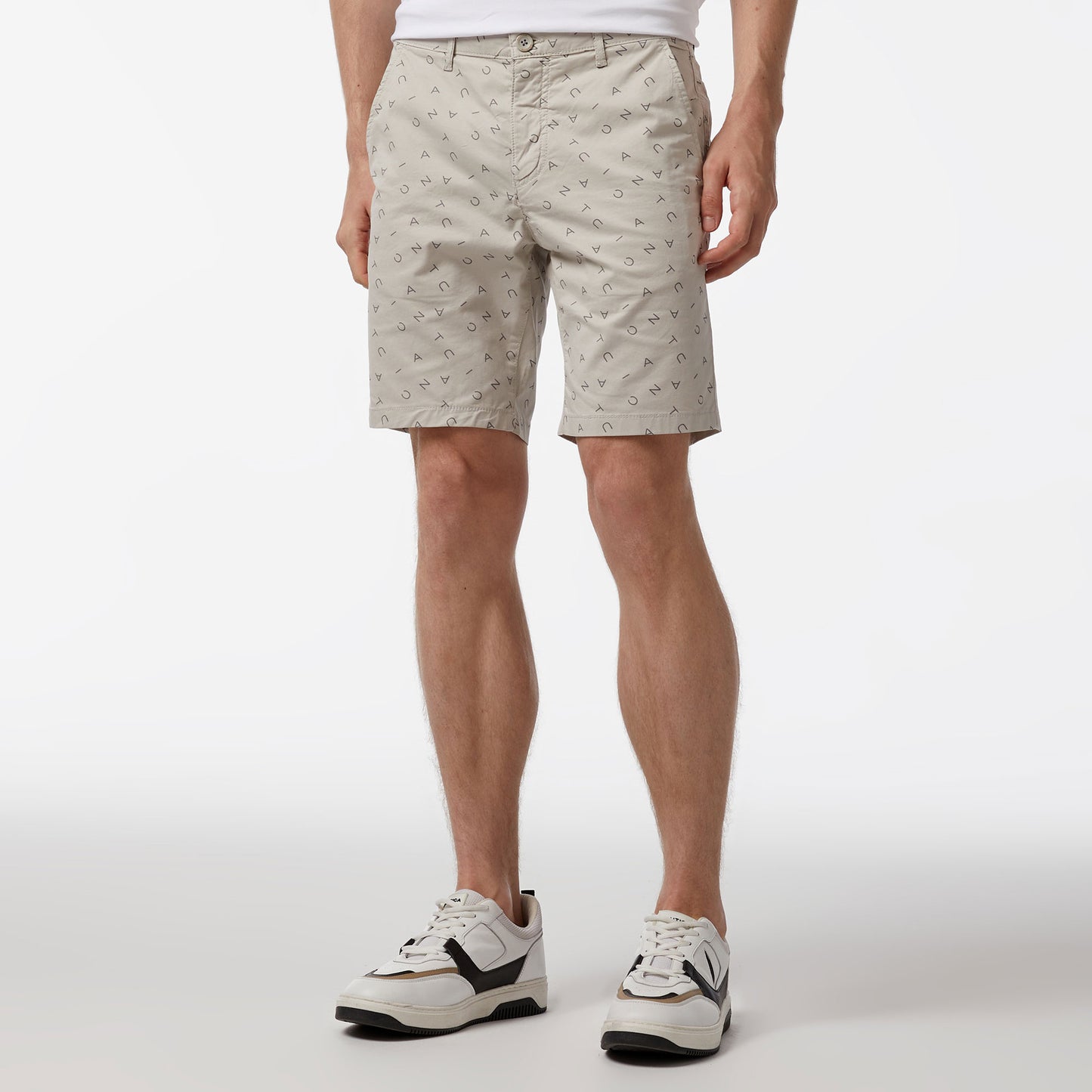 Nautica Erkek Gri Slim Fit Baskılı Bermuda