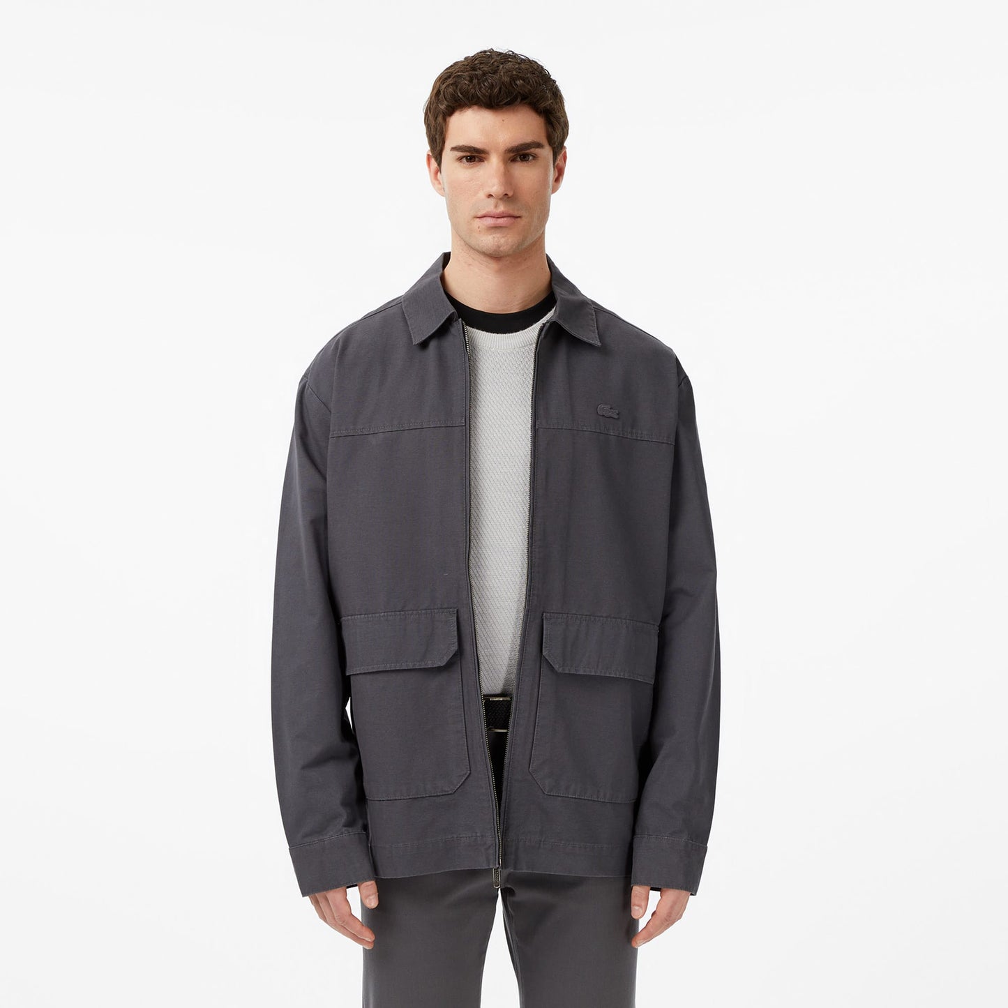 Lacoste Erkek Relaxed Fit Fermuarlı Koyu Gri Ceket