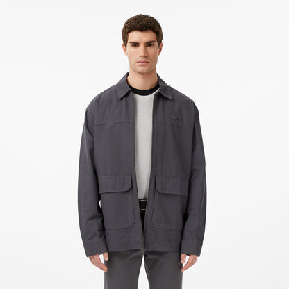 Lacoste Erkek Relaxed Fit Fermuarlı Koyu Gri Ceket