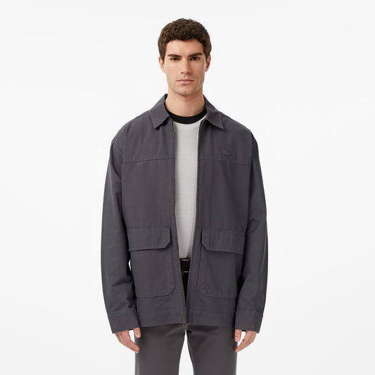Lacoste Erkek Relaxed Fit Fermuarlı Koyu Gri Ceket