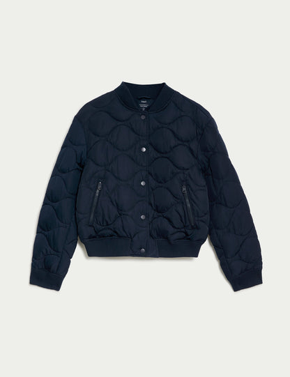 Saten Kapitone Bomber Ceket