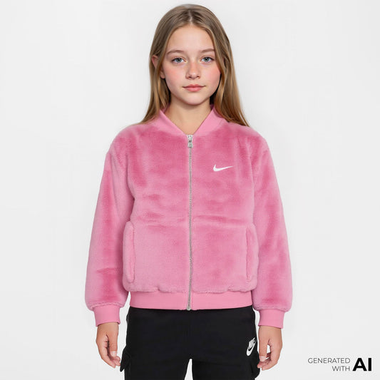 Nike Faux Fur Bomber Çocuk Pembe Mont
