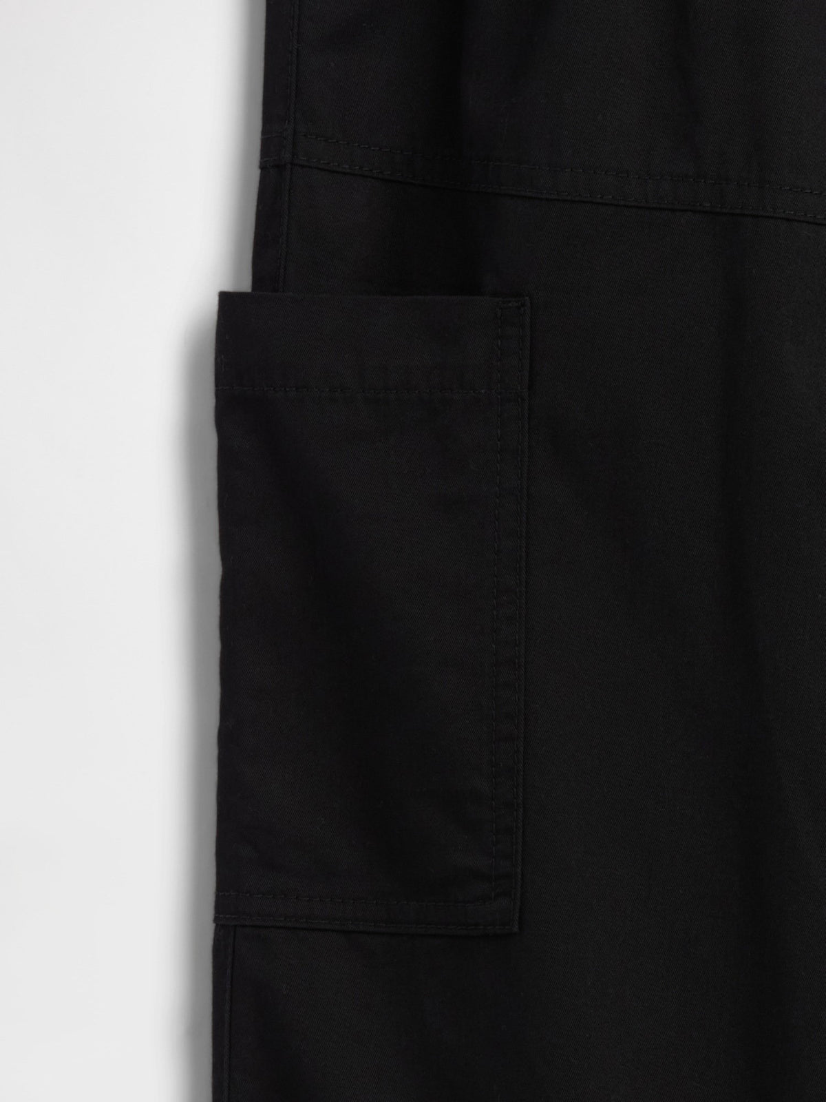 Siyah Pull-on Relaxed Denim Kargo Pantolon