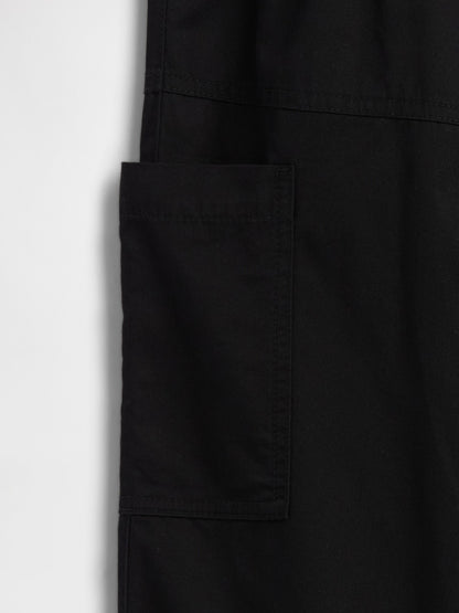 Siyah Pull-on Relaxed Denim Kargo Pantolon