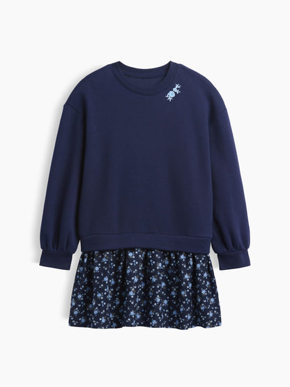 Lacivert Oversized Sweatshirt Dress - Çocuklar Için Oversize Sweatshirt Elbisesi