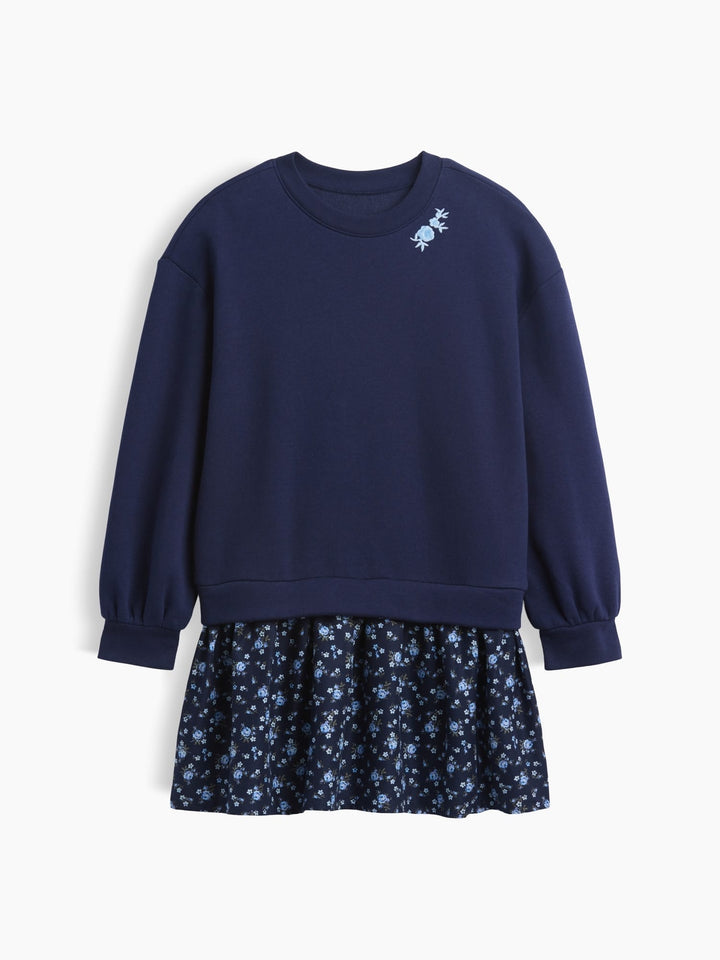 Lacivert Oversized Sweatshirt Dress - Çocuklar Için Oversize Sweatshirt Elbisesi