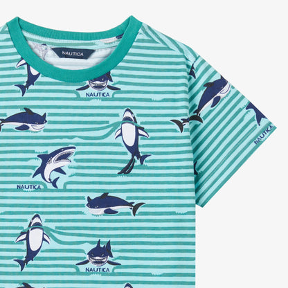 Nautica Erkek Çocuk Yeşil Regular Fit Baskılı T-shirt