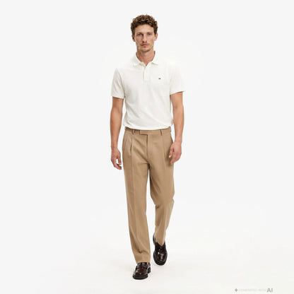 Tommy Hilfiger Classic Flag Erkek Beyaz Polo Yaka T-shirt