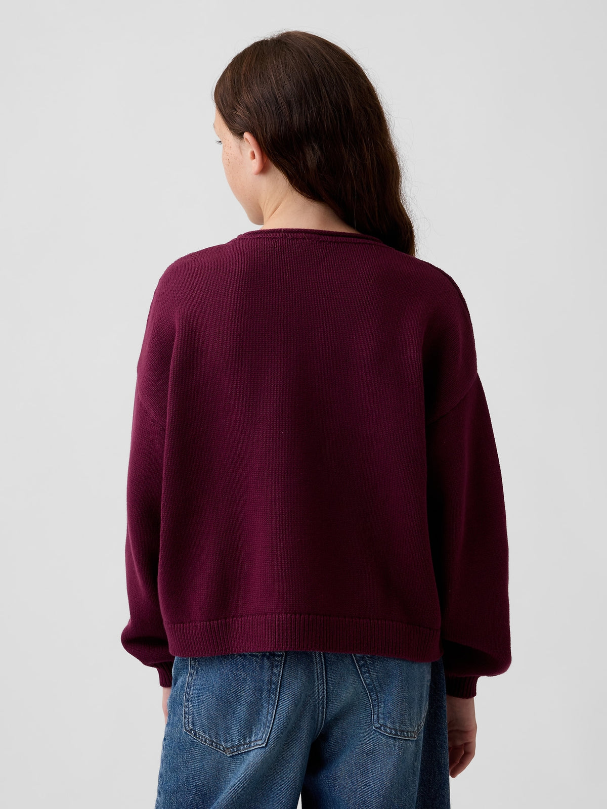 Mor %100 Pamuk Oversized Rollneck Kazak