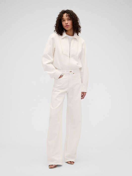 Beyaz Gap × Victoria Beckham High Rise Arc Jean Pantolon