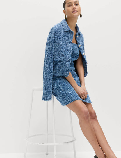 Saf Pamuklu Denim Mini Elbise