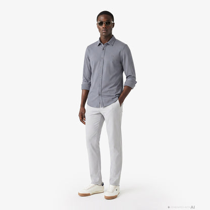 Lacoste Slim Fit Erkek Gri Gömlek