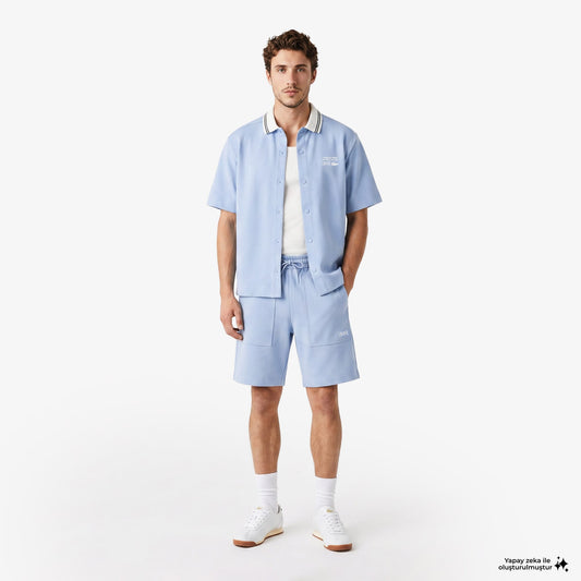 House Of Superstep X Lacoste Kapsul Koleksiyon Erkek Mavi Şort