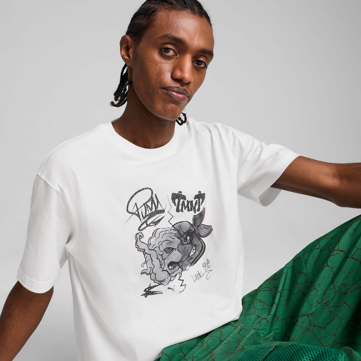 Puma X Tmnt Relaxed Graphic Erkek Beyaz T-shirt